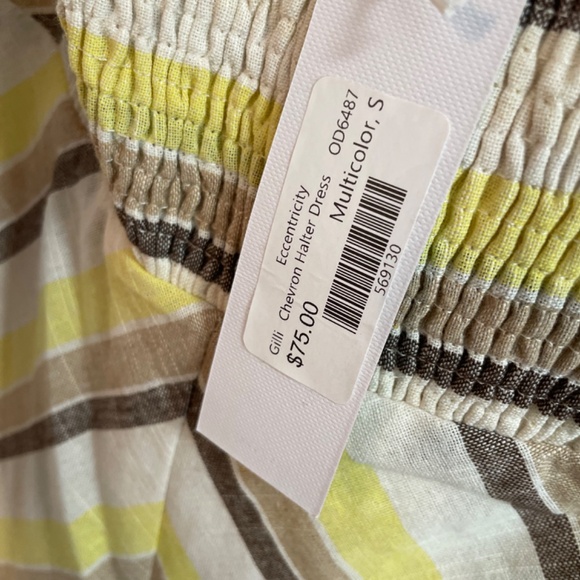 Halter top Yellow stripe Midi Sundress NWT - Picture 5 of 6